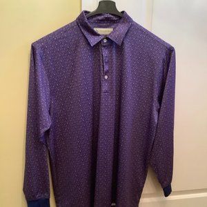 Donald Ross Long Sleeve Polo Shirt - Purple with multi colors -